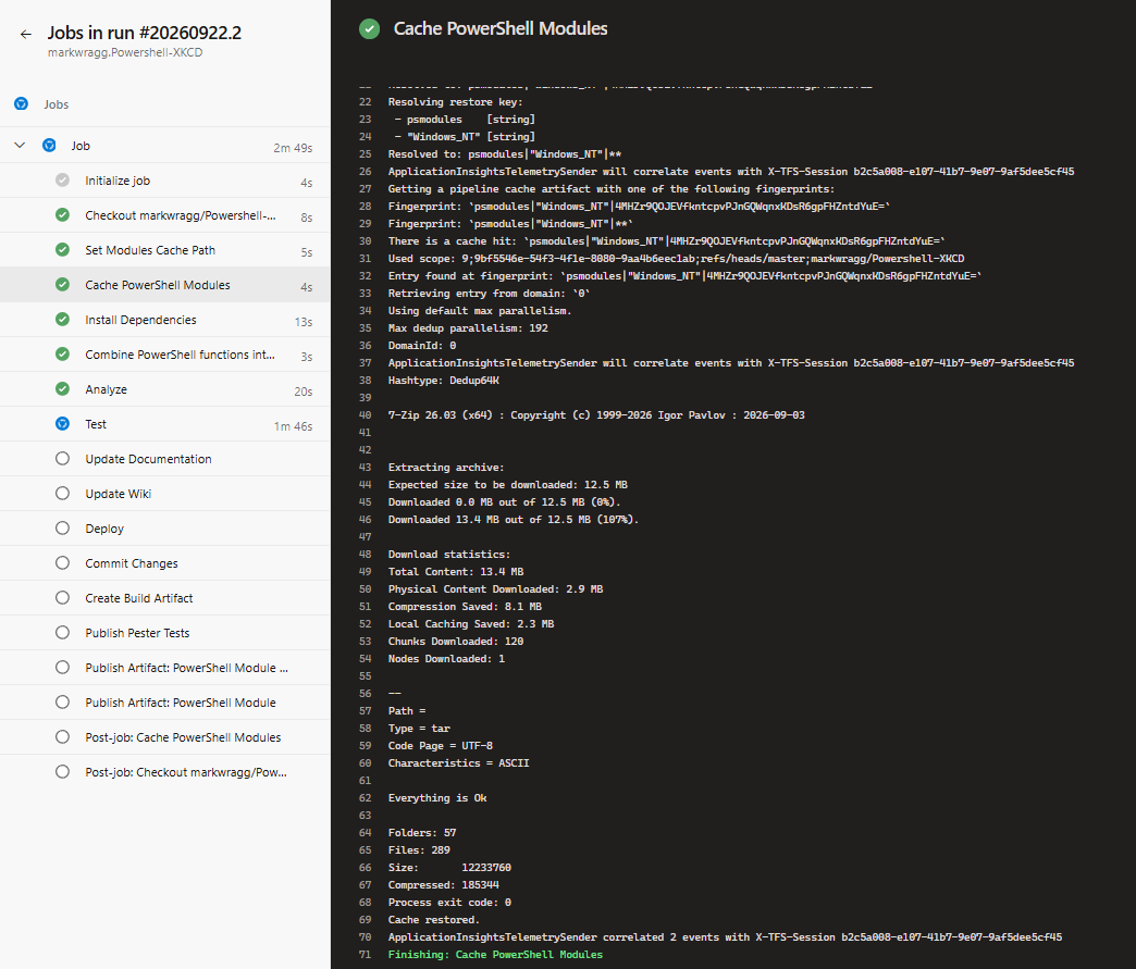 Cache hit execution output