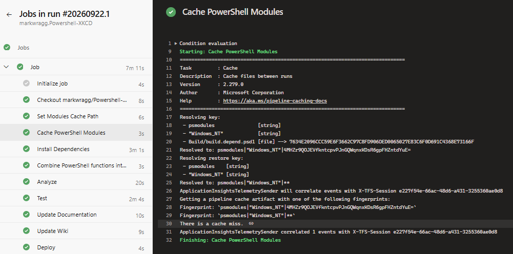 Cache miss execution output